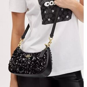 Coach Black Sequin Shoulder Bag